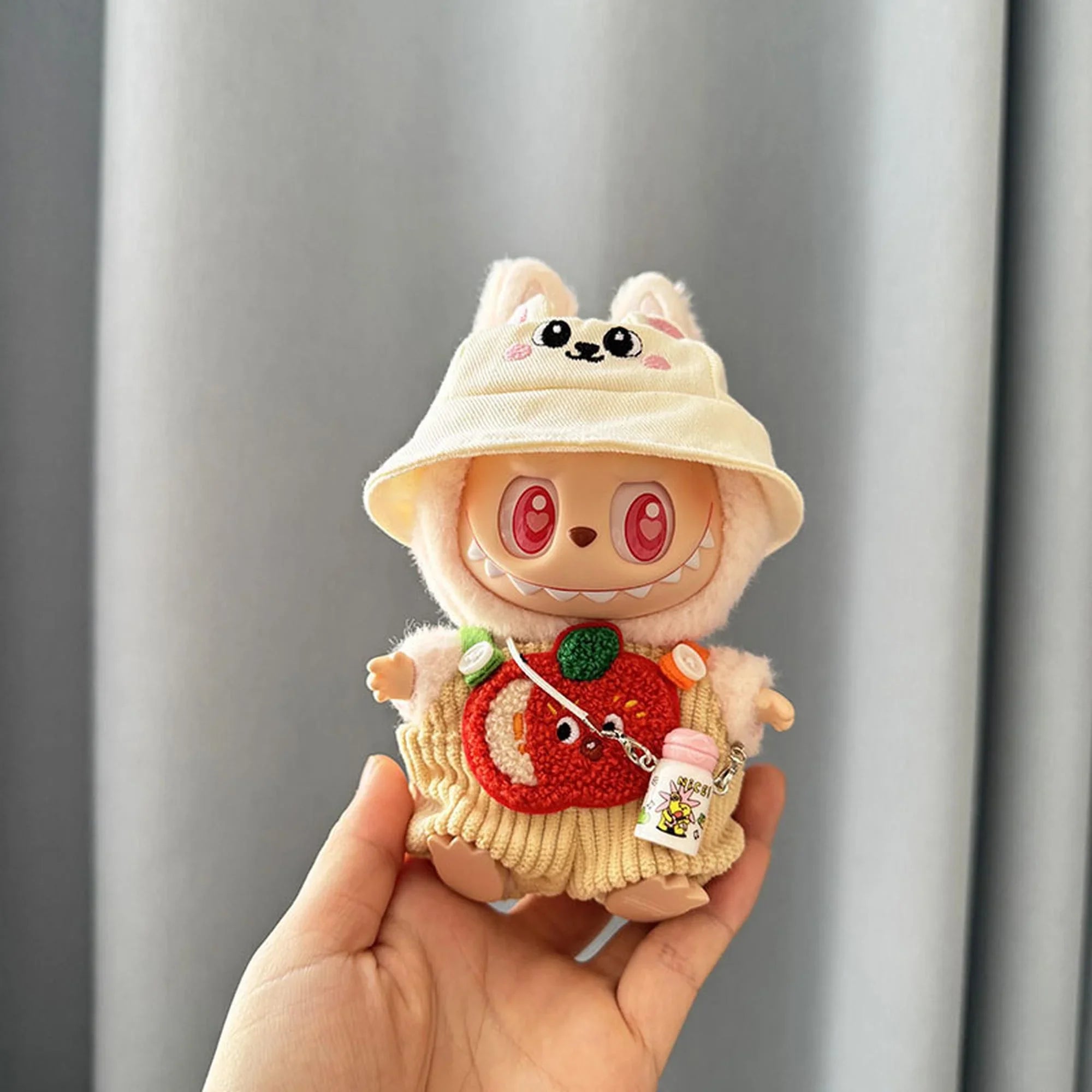 (Only Outfit) Yellow Striped Apple Overalls