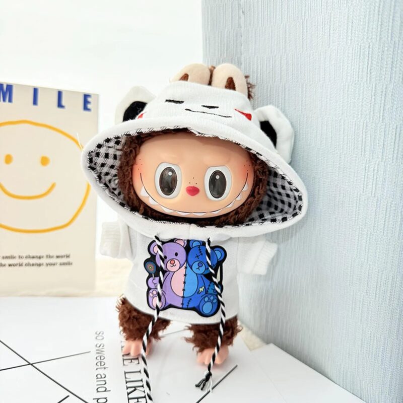 (Only Outfit) White Patch Bear Hooded Sweatshirt