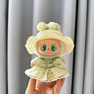 (Only Outfit) White Wave Straw Hat & Green Candy Skirt With Charms