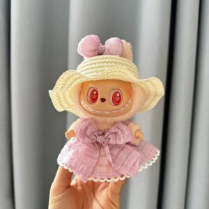 (Only Outfit) White Wave Straw Hat & Purple Candy Skirt With Charms