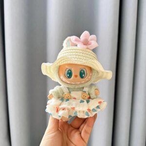 (Only Outfit) White Wave Straw Hat & Wrinkled Yellow Dress With Accessories