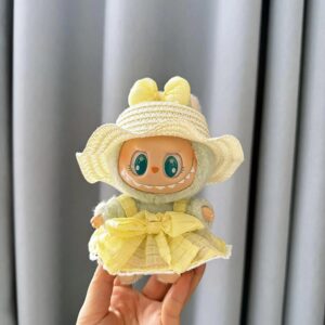 (Only Outfit) White Wave Straw Hat & Yellow Candy Skirt With Charms