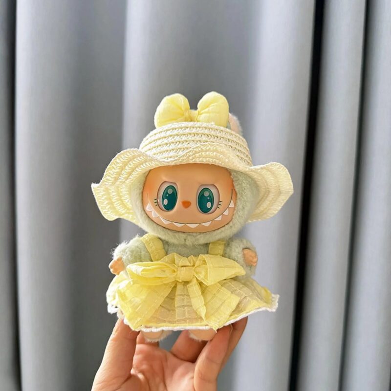 (Only Outfit) White Wave Straw Hat & Yellow Candy Skirt With Charms