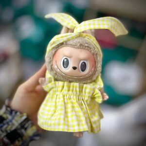 (Only Outfit) Yellow And White Checkered Sleepwear Three-Piece Set