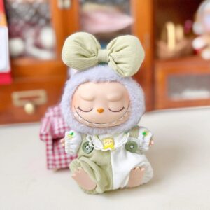 (Only Outfit) Yellow Bear Green & White Overalls Three-Piece Set