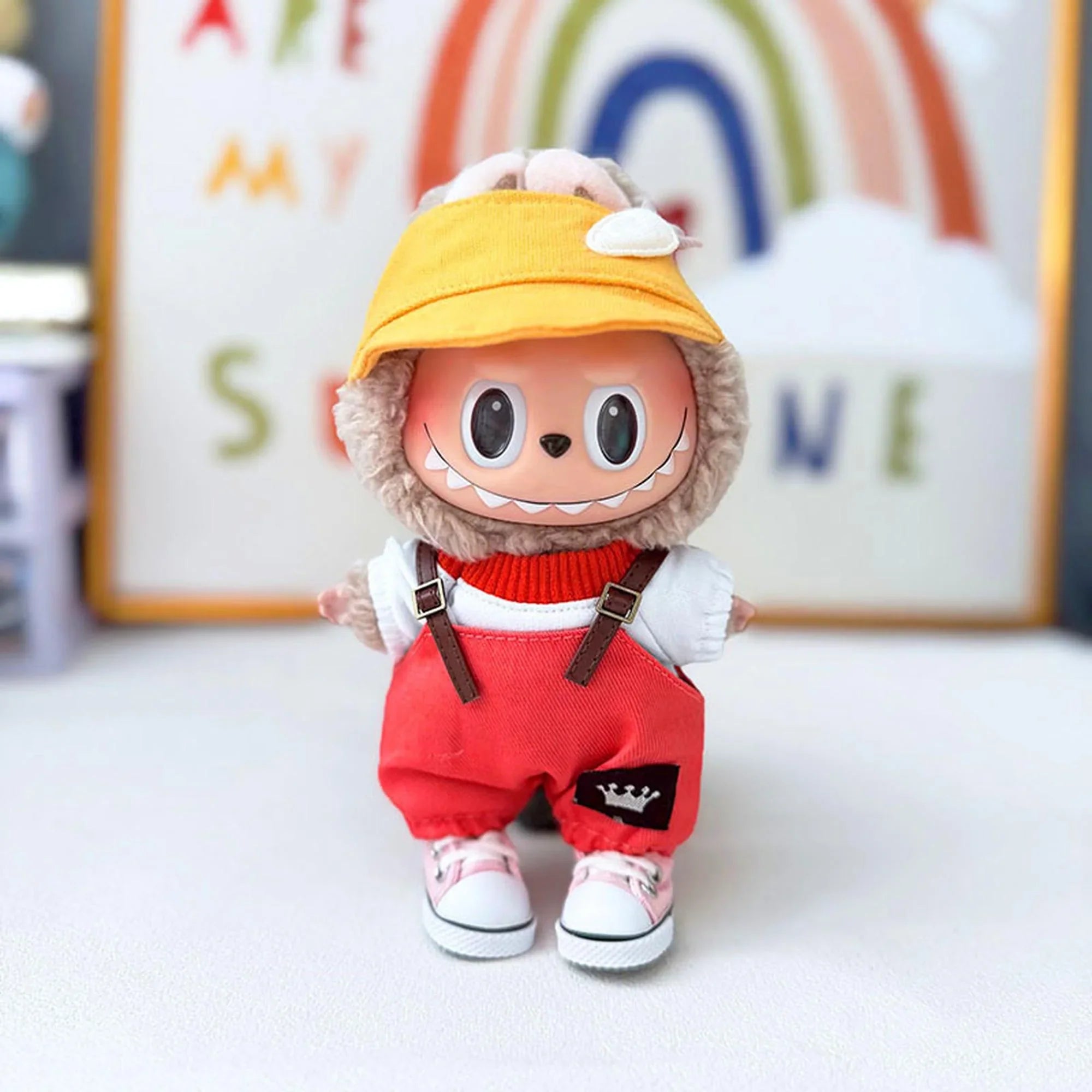 (Only Outfit) Red Crown Overalls Set