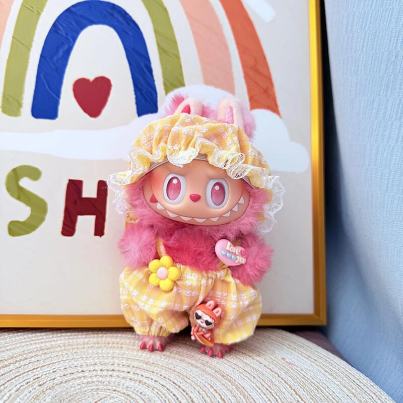 (Only Outfit) Yellow Checkered Overalls Set With Baby Hat