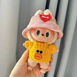 (Only Outfit) Yellow Duck Knit Sweater Charm & Pink Heart Hat