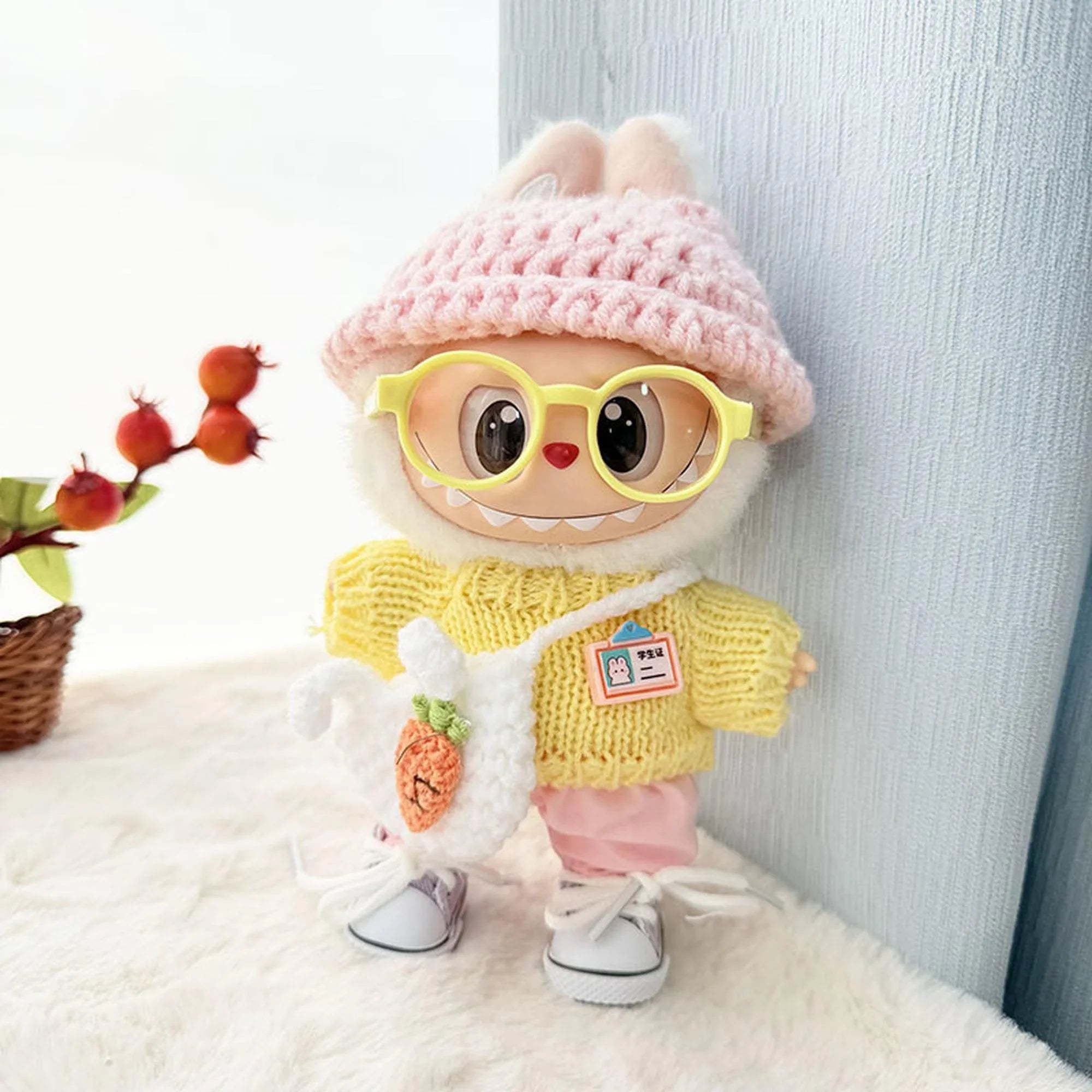 (Only Outfit) Yellow Sweater with Plush Carrot Backpack