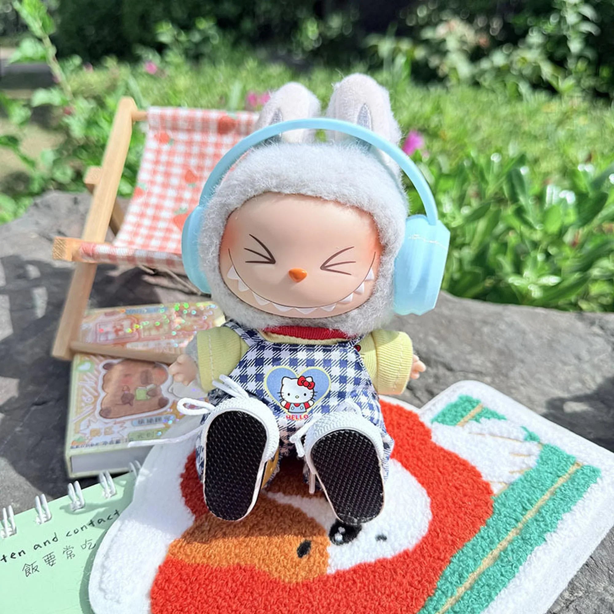 (Only Outfit) Yellow Overalls Set + Blue Headphones & Yellow Shoes