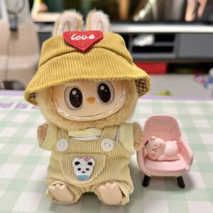 (Only Outfit) Yellow Pouch Suspenders & Red Heart Hat