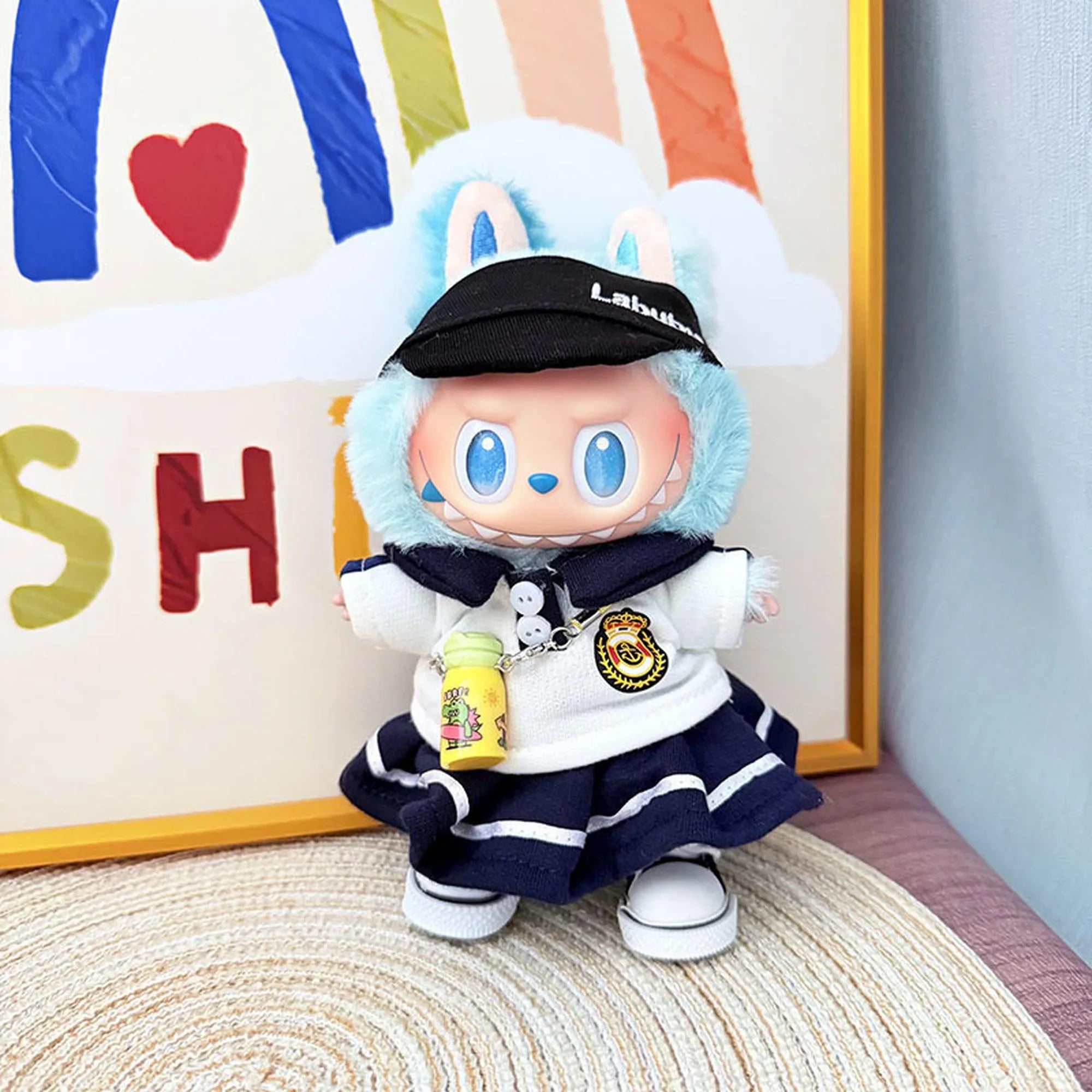 (Only Outfit) Campus Style White Tee with Blue Skirt