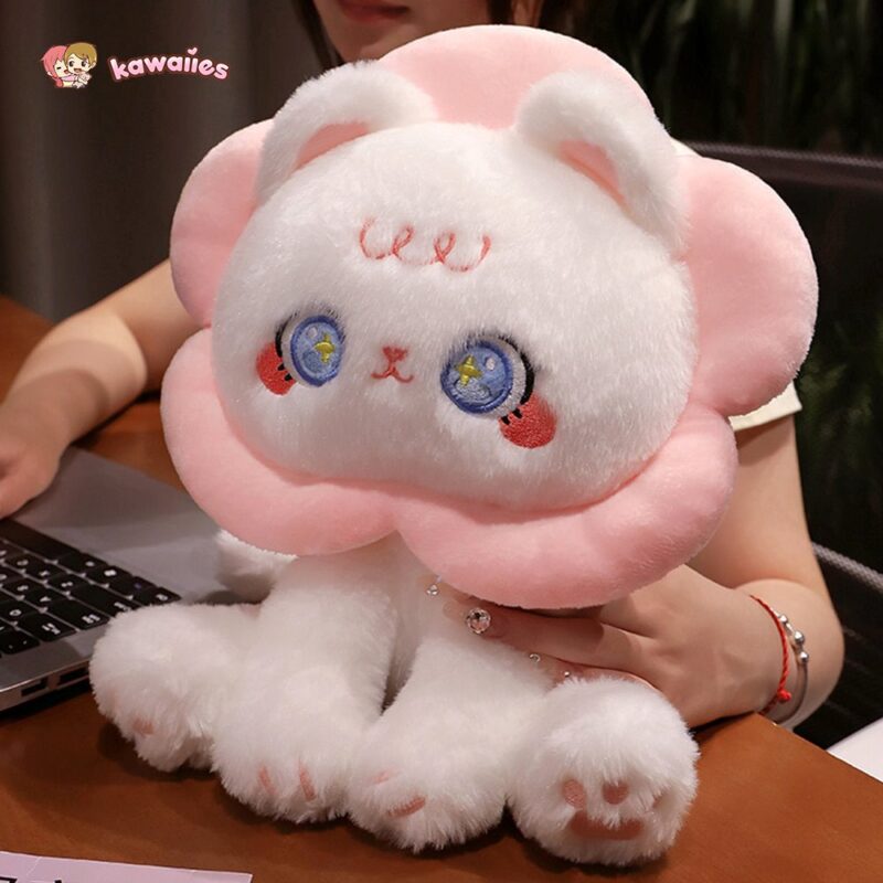 Kawaii Flower Black White Cat Plushies - Image 8